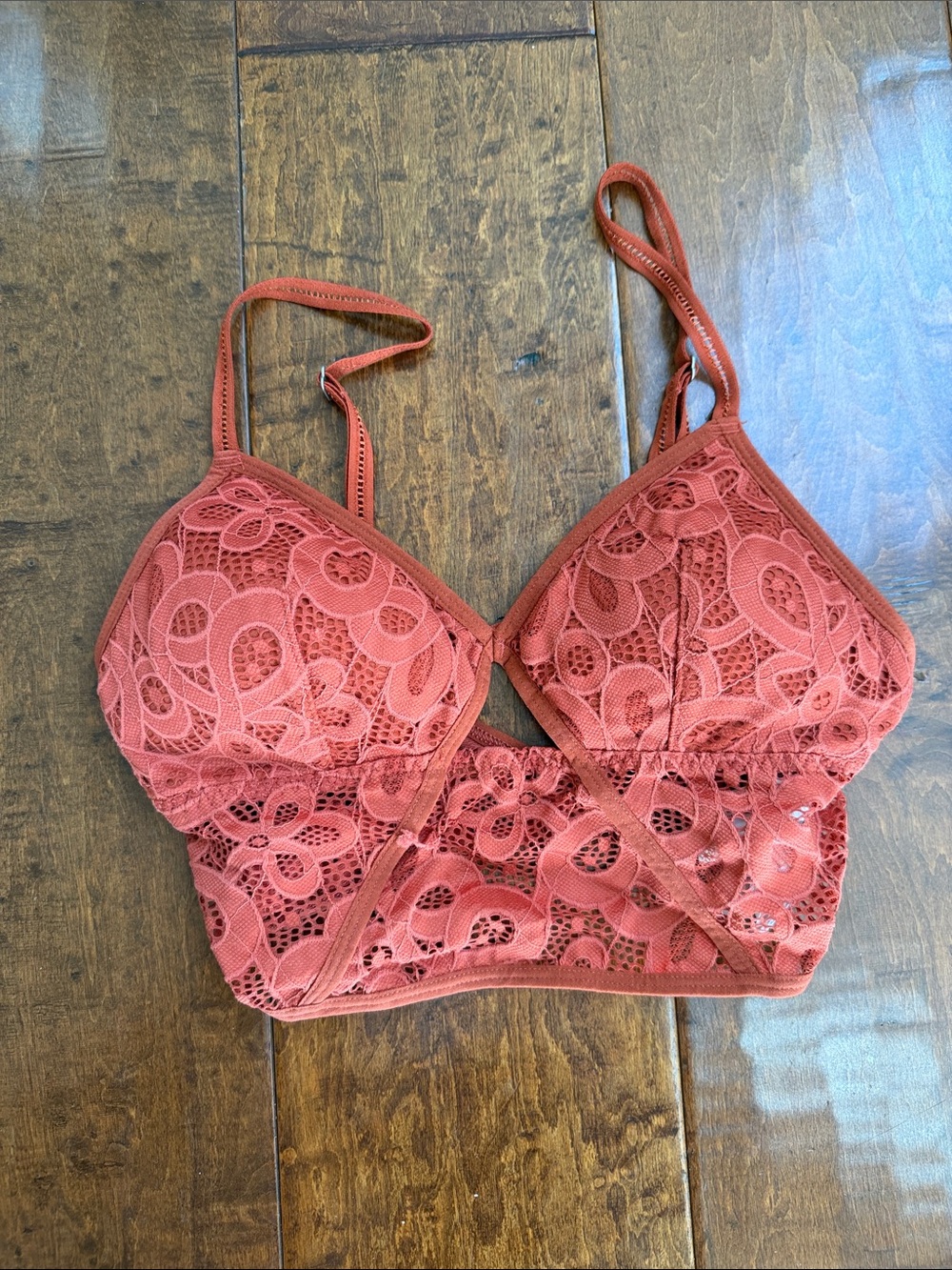 Gilly Hicks Lace Longline Bralette in Rust Red